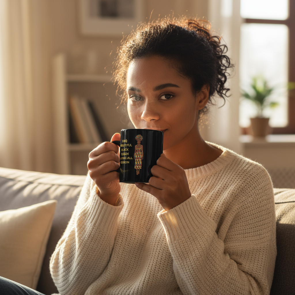 I need you to show the Beautiful Black Queens design on the mug 